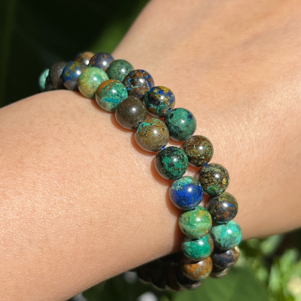 7.5mm stretchable azurite‎ bracelet